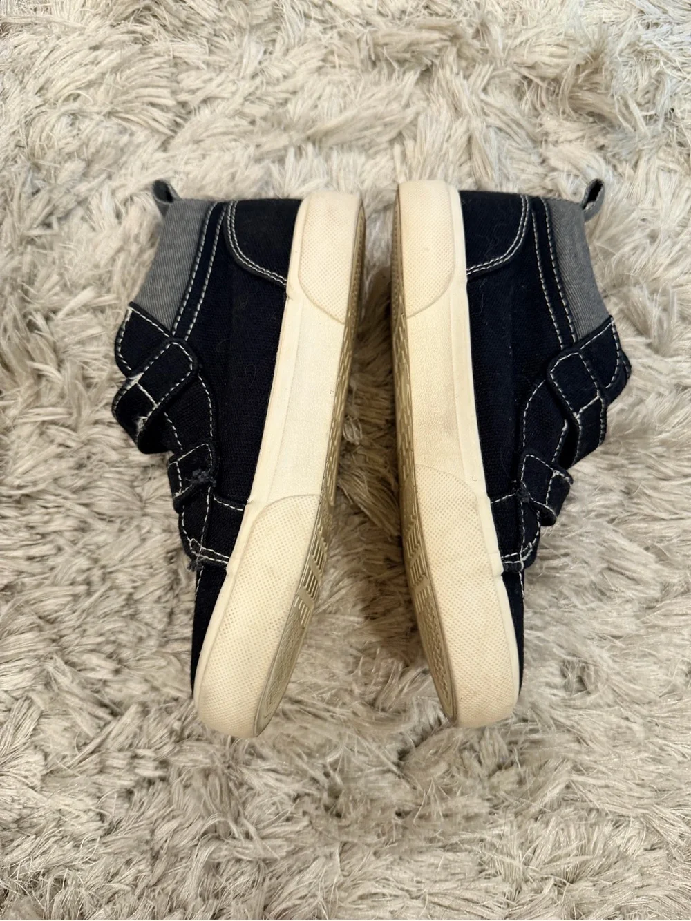 Kids Black Canvas Velcro Sneakers